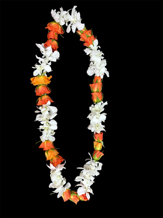 Orange and White Lei