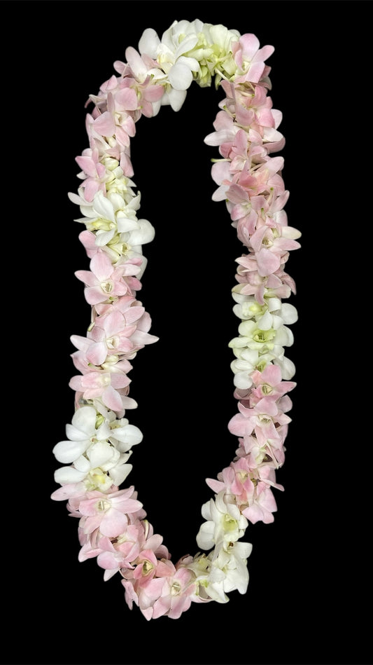 Double Pink And White Lei